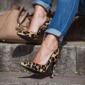 Leopard print Nine West stilettos Faux Fur heels